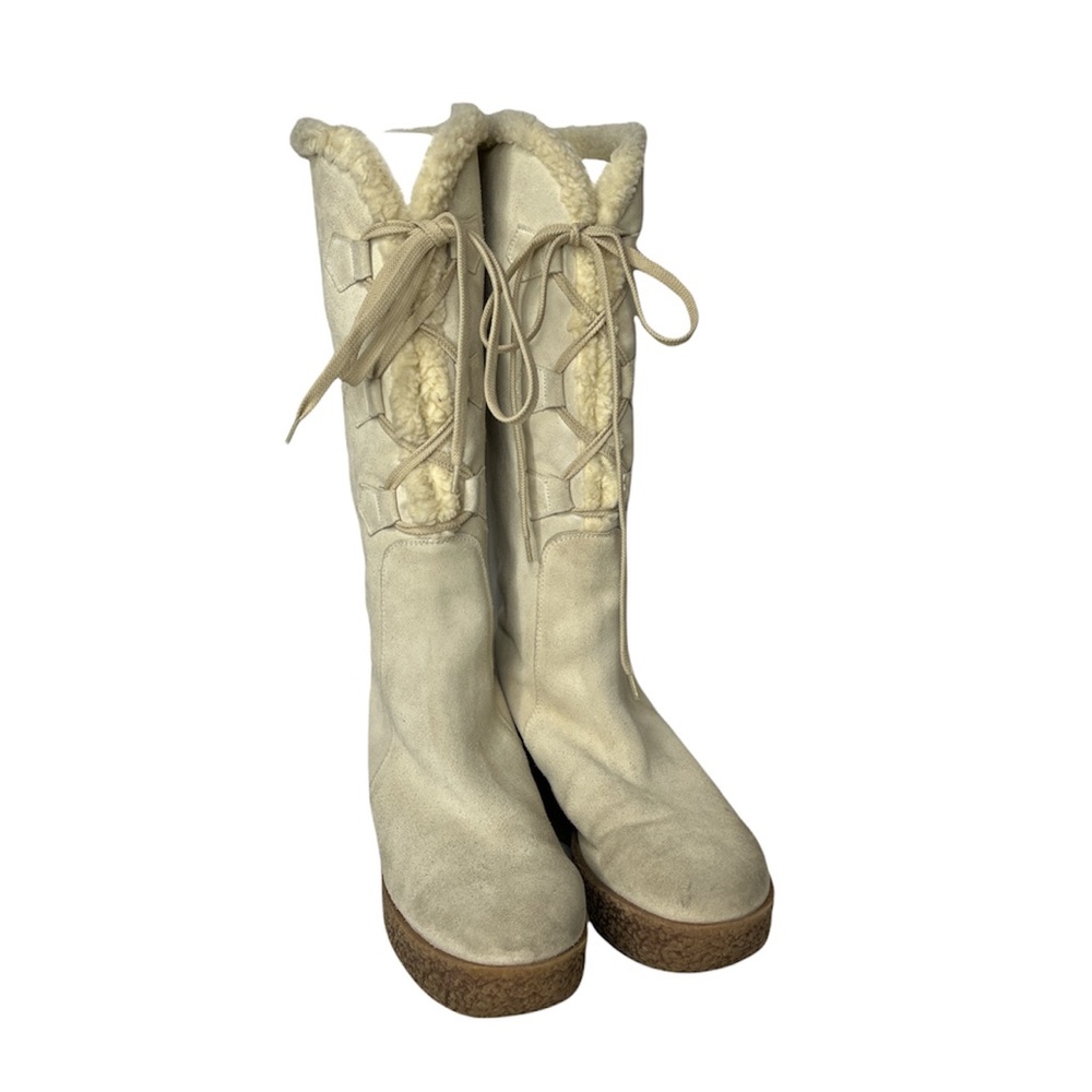 Michael Kors Cream Lace Up Boots - Picture 2 of 10